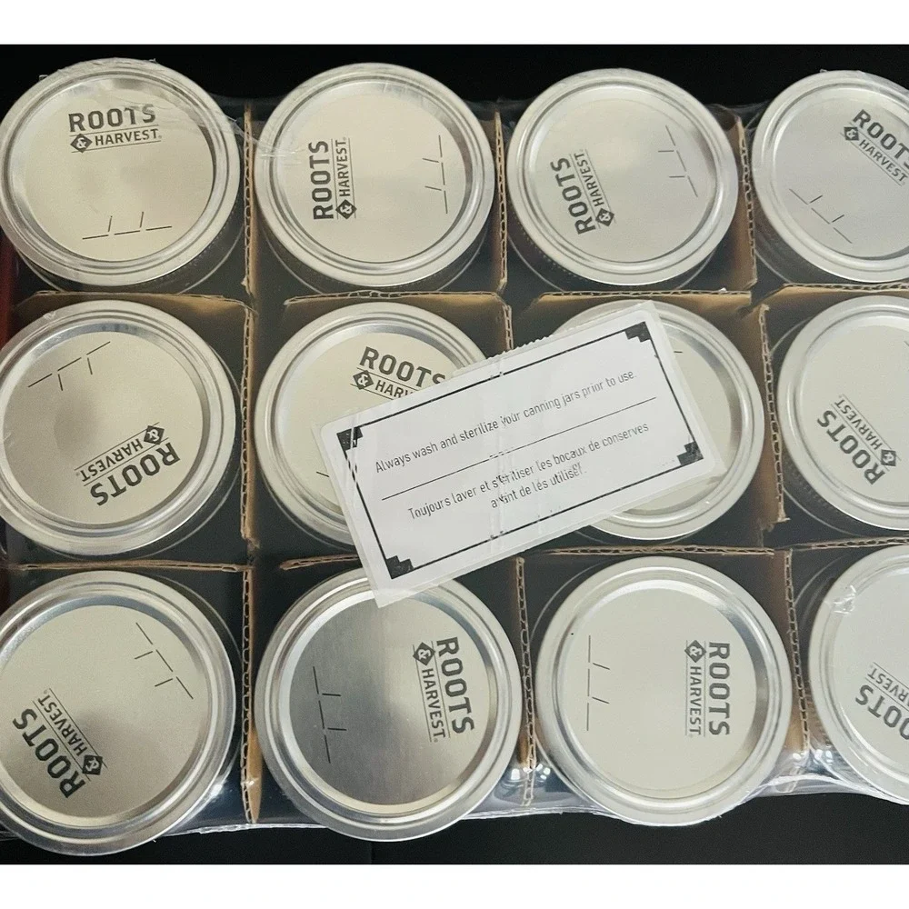 Roots and Harvest 12 Canning Jars with Lids & Bands 8oz